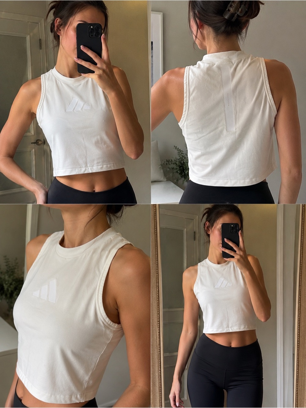 Adidas Sportswear White Sleeveless Cropped Tank Top Size S